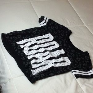 A black and white crop top